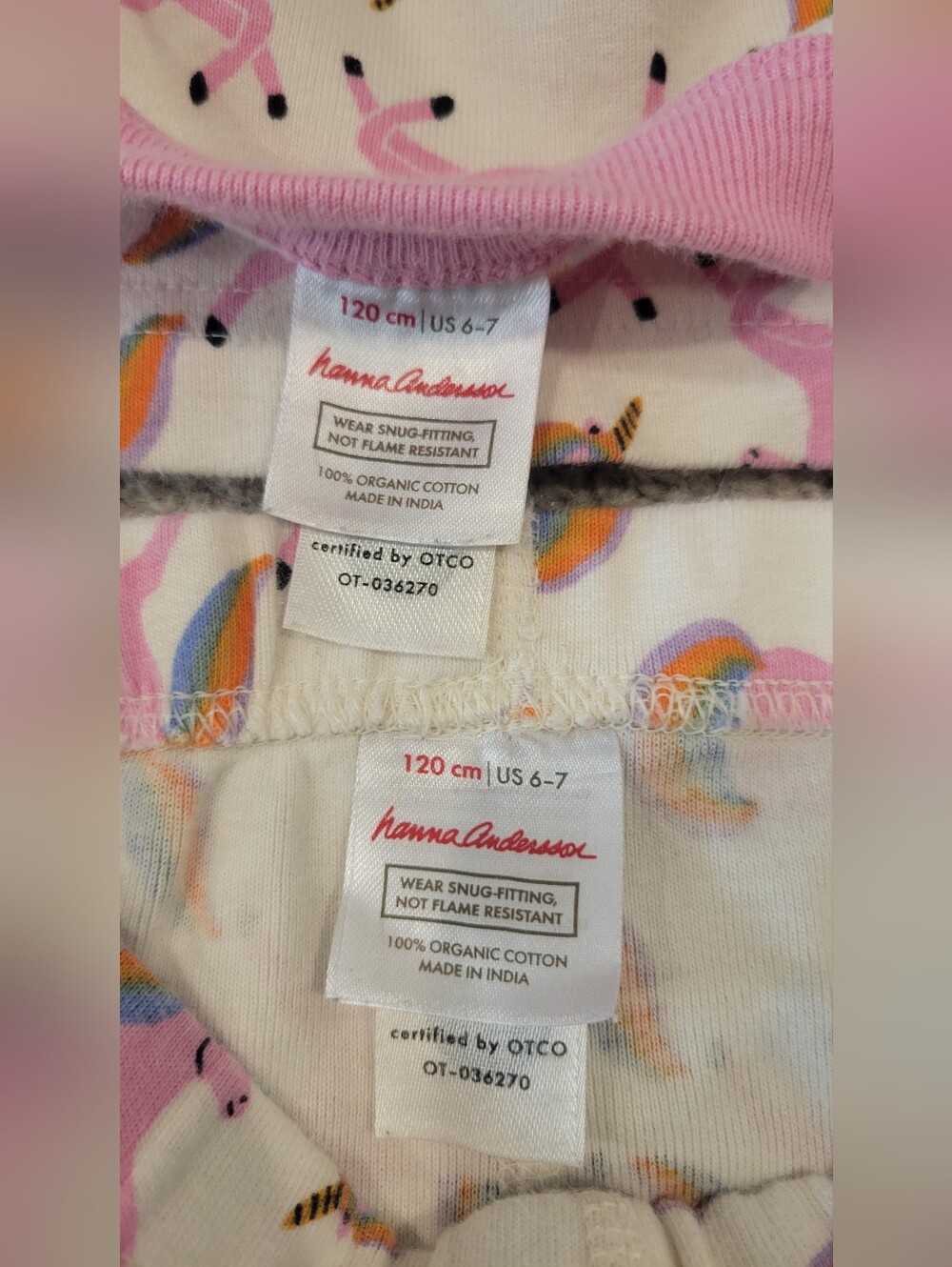 Hanna Andersson Unicorn Pajama Set Size 6-7 - Picture 2 of 5